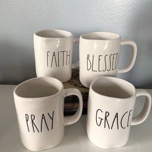 Rae Dunn Mugs: Grace, Pray, Faith and Blessed. NWOT